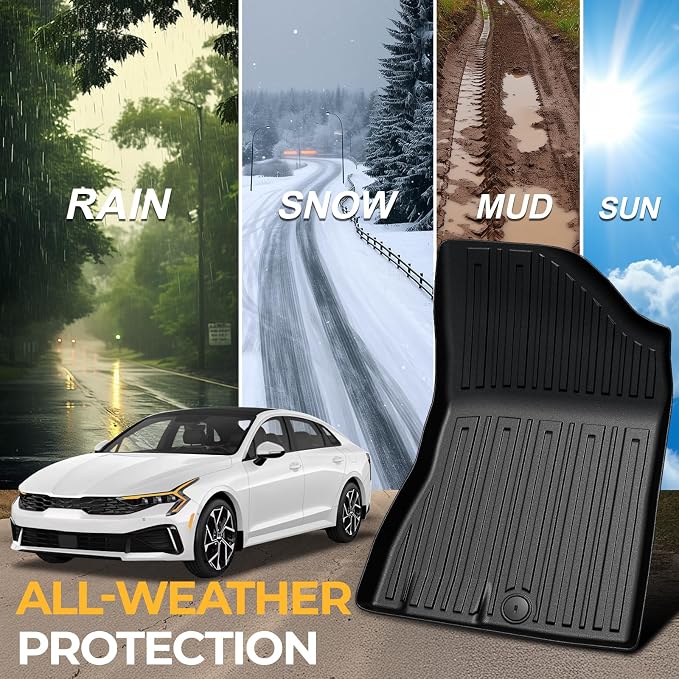 Floor Mats for Kia K5 2021-2026/Hyundai Sonata Gas 2020-2026, All Weather Floor Mats Trunk Cargo Liner Accessories, Full Coverage Set (Fit FWD Models)