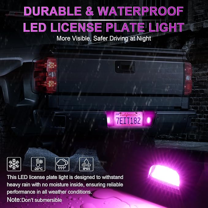 LivTee LED License Plate Light Assembly, Tag Light Fits Chevy Silverado 1500 2500 3500 1999-2013, Tahoe, Suburban, Fits GMC Sierra, Yukon XL, Cadillac Escalade, Car Accessories, Purple