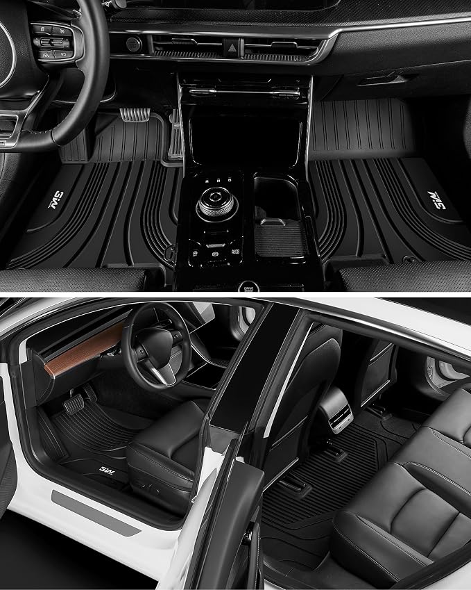3W Floor Mats Fit Hyundai Sonata 2020-2026 (NOT for Hybrid)/Kia K5 2021-2025(Only for FWD Models) All Weather TPE Custom Fit Heavy Duty Waterproof Floor Liner Car Mats for 1st and 2nd Rows, Black