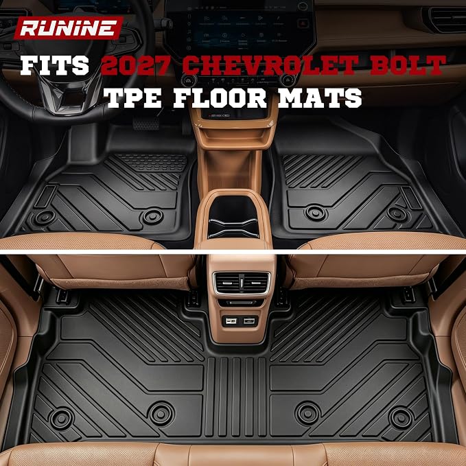 Floor Mats for 2027 Chevrolet Bolt Full Set(with Trunk Lower Storage Mat), All Weather Custom Fit for 2027 Chevrolet Bolt Floor Mats, Trunk Mat, Backrest Mats, Trunk Storage Mat 2027 Bolt Accessories