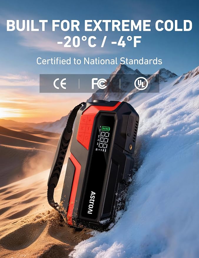 AstroAI M10 6000A 150PSI Car Jump Starter with Air Compressor - 12V Portable Battery Booster (All Gas/12.0L Diesel), Smart Tire Inflator, Heavy-Duty Jumper Cables, Power Bank, LED Light, Storage Case