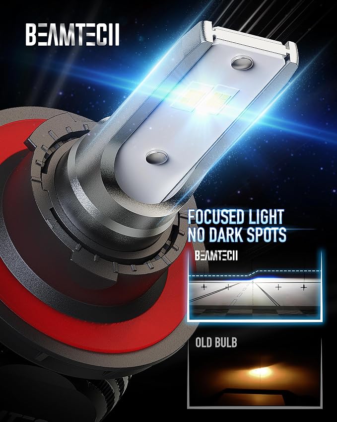 BEAMTECH H13 Bulbs, 9008 Fog Bulbs 300% Brighter Fanless Adjustable, 2 PCS