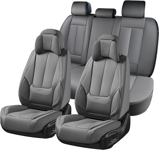 Coverado Car Seat Covers, Seat Covers for Cars, Waterproof Leather Auto Seat Protectors, Leather Car Seat Cushion, Car Interiors Accessories Universal Fit for Most Cars