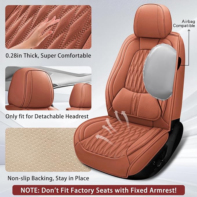 WELLDO Car Seat Covers, 5 Seats, Brown | Waterproof, Scratch-Resistant, Breathable & Easy to Clean, Universal Fit for SUV Sedan Truck, Full Set