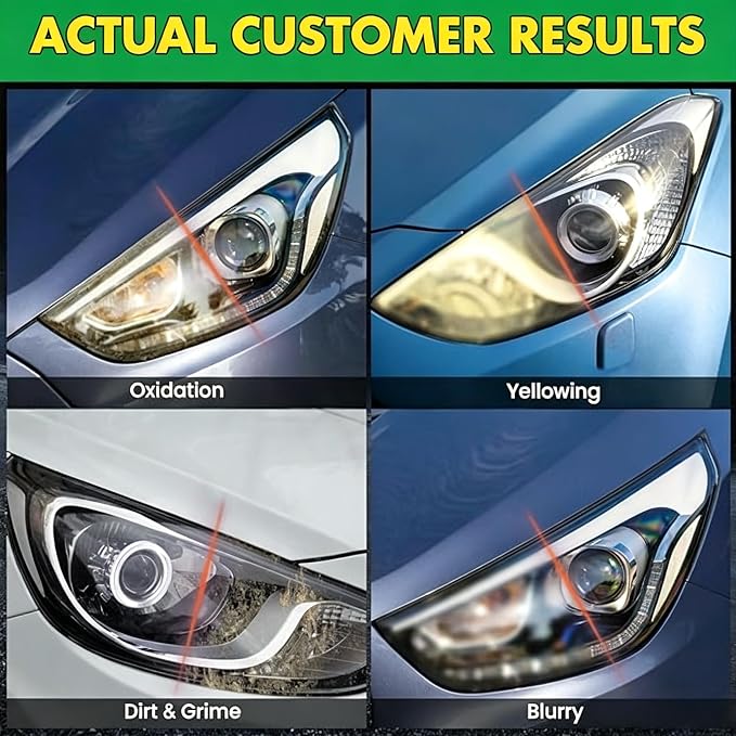 Headlight Restoration Spray – Instant Oxidation, Yellowing & Stain Removal, Restores Cloudy Headlamps to Like New, Portable Cleaner for All Cars – 120ml/4.01oz