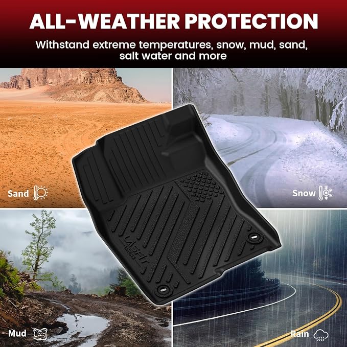 LASFIT Floor Mats & Trunk Mat for Honda Civic Hybrid Sedan 2025 2026 Only, All Weather TPE Custom Fit Car Floor Liner, 1st & 2nd Row & Cargo Mat, Black (Not for Civic Hybrid Hatchback)