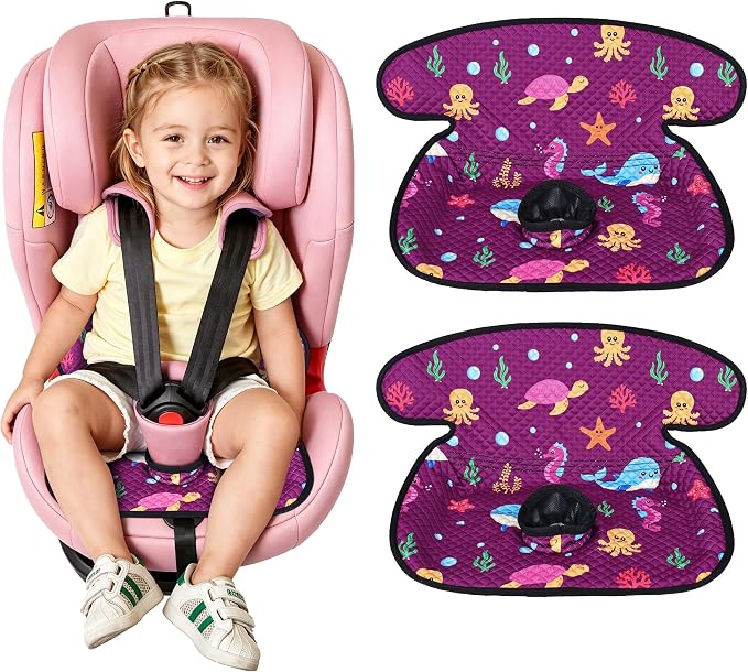 Piddle Pad Car Seat Liner, Waterproof Soft Car Seat Protector for Potty Training, (Purple Ocean, 2PC)
