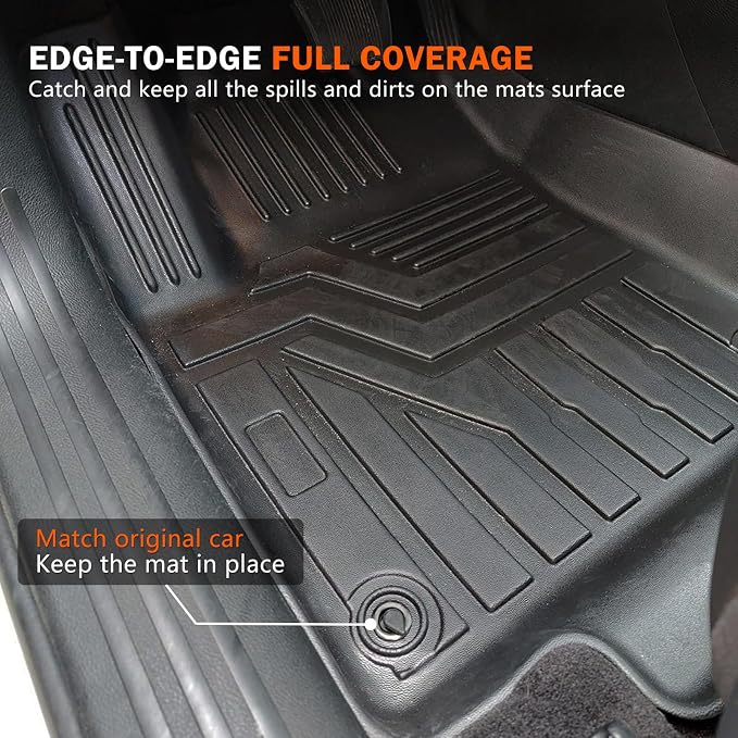 KUST Floor Mats for 2016-2023 Jeep Cherokee Accessories (Not for Grand Cherokee), All Weather Car Mats Front Rear 2 Rows Floor Liners TPE Rubber Raised Edge