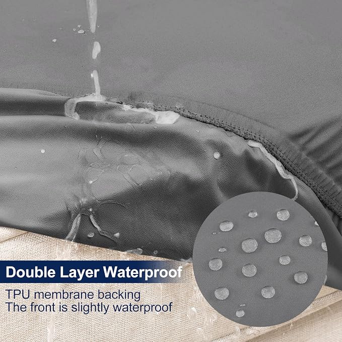 Smiry Waterproof Patio Cushion Covers, Stretch Outdoor Couch Slipcovers Replacement Washable Furniture Protector Sofa Chair Seat Cover for Dogs and Pets (4 Pcs, Grey)