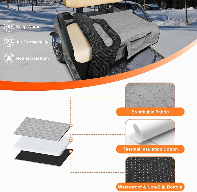 PGmoon Golf Cart Seat Covers with 4 Front Pockets & Nonskid Bottom