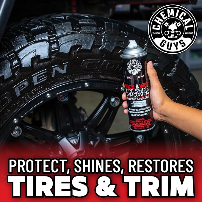 Chemical Guys, Nice & Wet Tire Shine Coating for Rubber & Trim, 14.5 oz | For rubber, plastic, and vinyl, on cars, trucks, SUVs, motorcycles, and RVs, water-based tire and trim coating