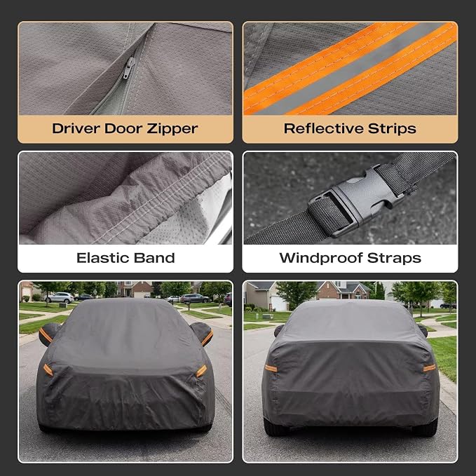Kayme Heavy Duty SUV Car Cover Custom Fit for Honda CR-V 2006-2026, Waterproof All Weather Outdoor Full Protection, UV Sun Rain Resistant with Zipper Door & Windproof Straps.