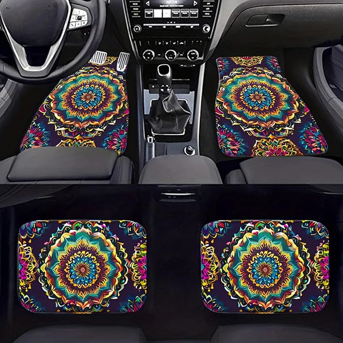 Car Floor Mats Non-Slip Automotive Floor Mats All-Weather Front Rear Car Floor Foot Mat Sets of 4 Pieces Foot Mats Rugs Carpet for Car Trucks SUV Sedans (FUGU-04)