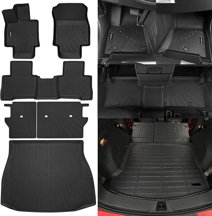 Naibeve Floor Mats for 2021 2022 2023 2024 2025 Toyota Venza-All Weather for Toyota Venza Floor Mats Liners 2 Row & Cargo Liner & Seats Back Cover(Floor Liner+Backrest Mats+Trunk Mat)
