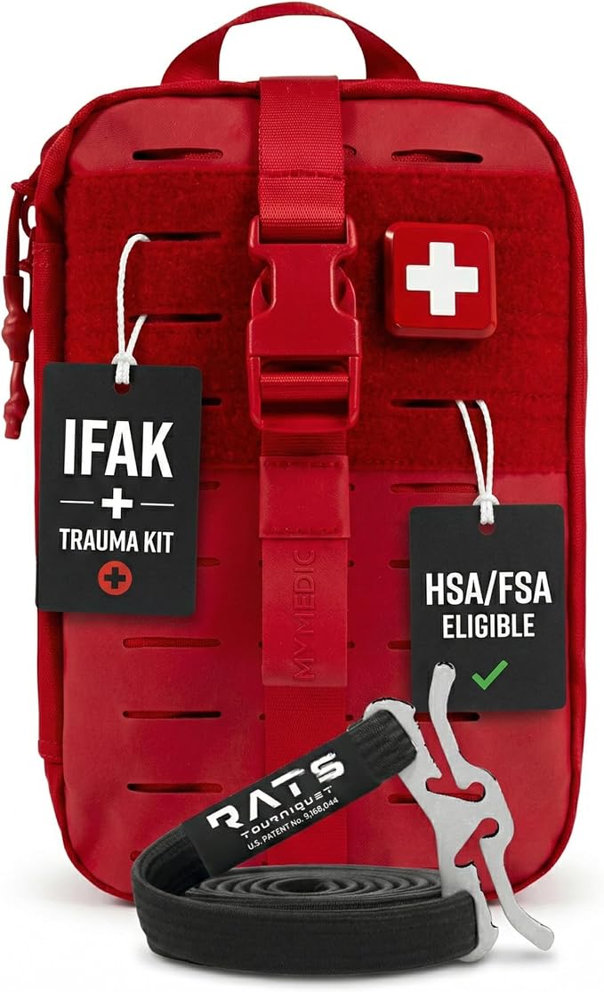 MY MEDIC MyFAK PRO IFAK Trauma Kit & First Aid Kit with Tourniquet - HSA FSA Items - Built in USA - Premium Medical Supplies, Trauma Pack & Medic Kit Bag for Home & Auto Emergency Preparedness, Red