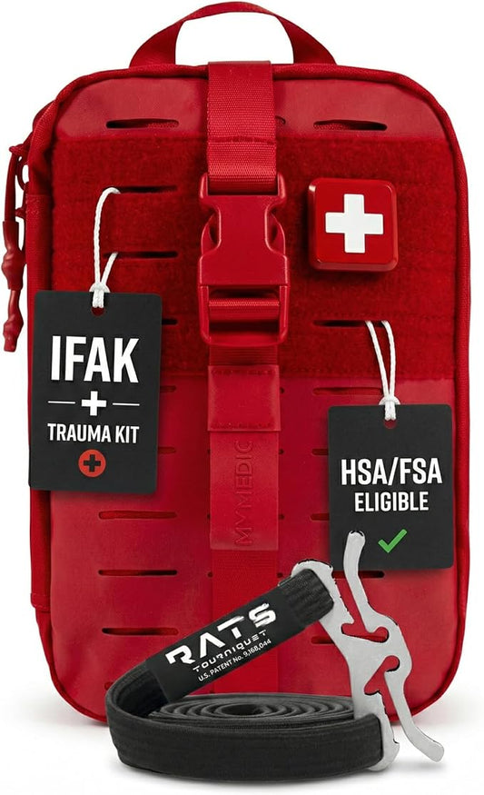 MY MEDIC MyFAK PRO IFAK Trauma Kit & First Aid Kit with Tourniquet - HSA FSA Items - Built in USA - Premium Medical Supplies, Trauma Pack & Medic Kit Bag for Home & Auto Emergency Preparedness, Red