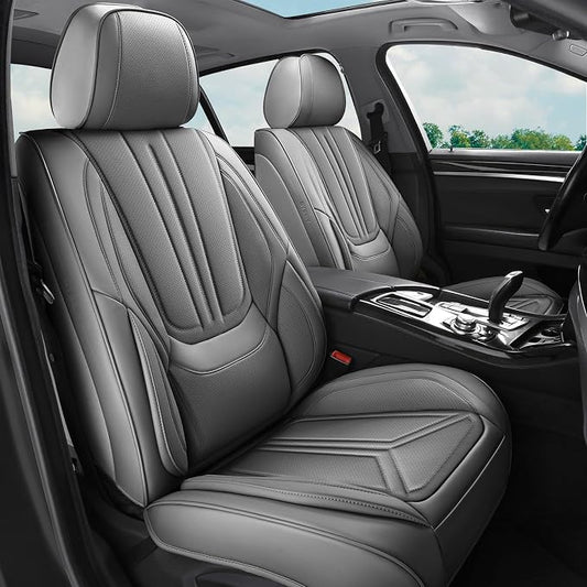 Car Seat Covers Front Seats Gray, Premium Leather Car Seat Covers, Waterproof and Breathable Seat Covers, Universal Car Seat Protector Fit for Cars, Trucks, SUVs, Pick-ups