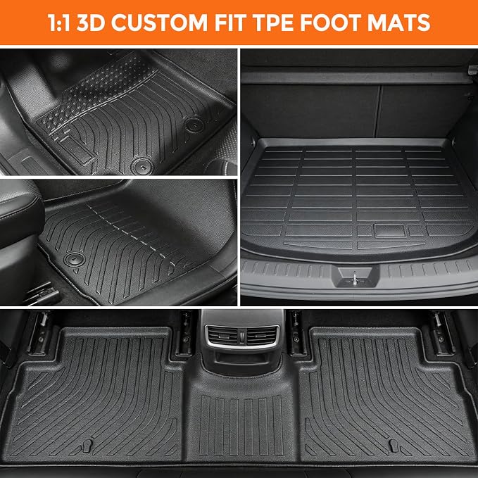 Floor Mats for Kia Soul 2014-2019 (Only for Base/Plus/Exclaim) | Not for Hybrid or Turbo, TPE All Weather Protection, Waterproof Non-Slip for Front & Rear (Two-Row Floor Mats & Cargo Liner)