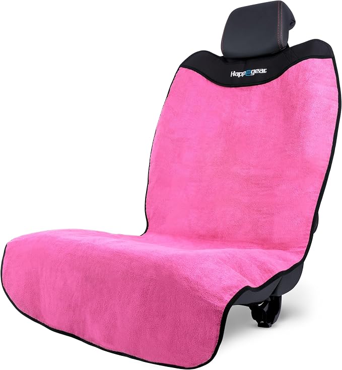 HAPPEGEAR Happeseat Waterproof Car Seat Cover & Protector, Pink | Universal Fit, Car Seat Towel Cover, Non-Slip Backing, Machine Washable, Fits Front & Back, Easy Install & Storage