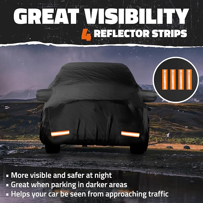 Mockins 235"x80"x77" Pickup Truck Cover Waterproof All Weather Tarp | 250G PVC + HD Cotton Car Covers for Automobiles | Universal Indoor & Outdoor Car Cover for Truck | Ford F-150 Full Exterior Covers