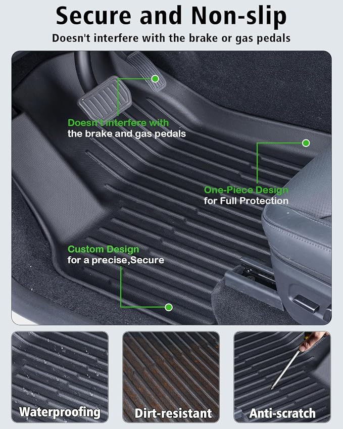 Floor Mats & Cargo Liner Custom Fit for Tesla New Model Y Juniper 2025 2026 5-Seat All Weather TPE 6 Piece Set with Front Trunk and Rear Cargo Mat, Black (ONLY for Tesla Model Y Juniper)