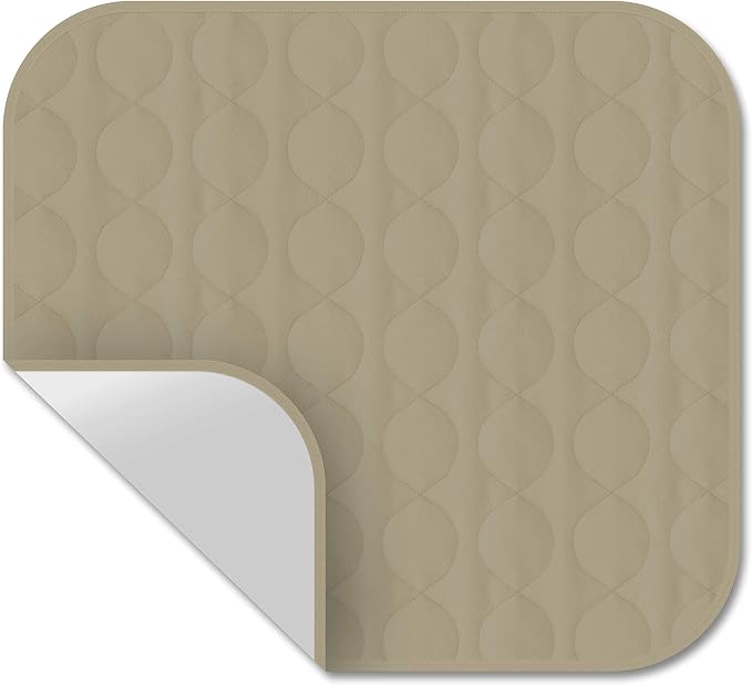 RMS Incontinence Chair Pad - Washable & Reusable Seat Protector & Bed Pad 22"x21" (Tan)