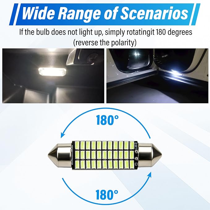 ecocstm 24 PCS LED Interior Car Lights, T10 31mm 41mm LED Interior Lights Replacement Kit, 13V Interior Led Lights for Cars Dome, Map, Door, Trunk, Indicator Light (Ice Blue)