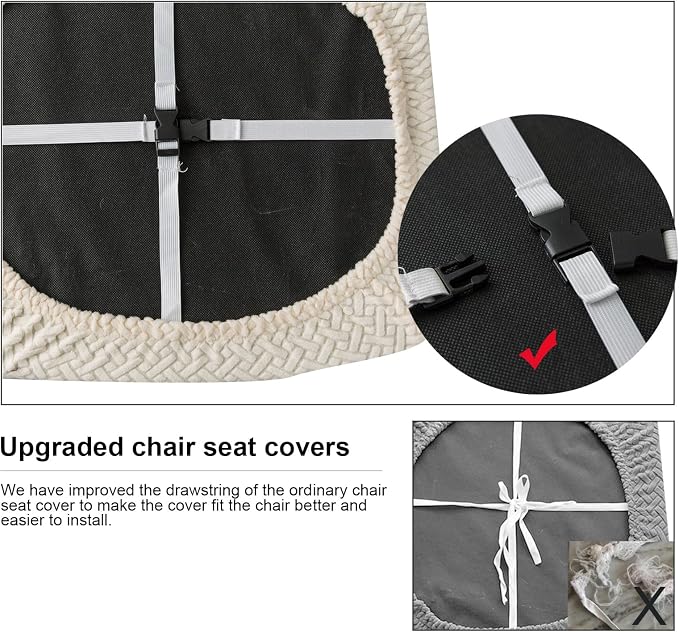 Genina Waterproof Seat Covers for Dining Room Chairs Covers Dining Chair seat Covers Kitchen Chair Covers slipcovers (Beige, 2 Pcs)