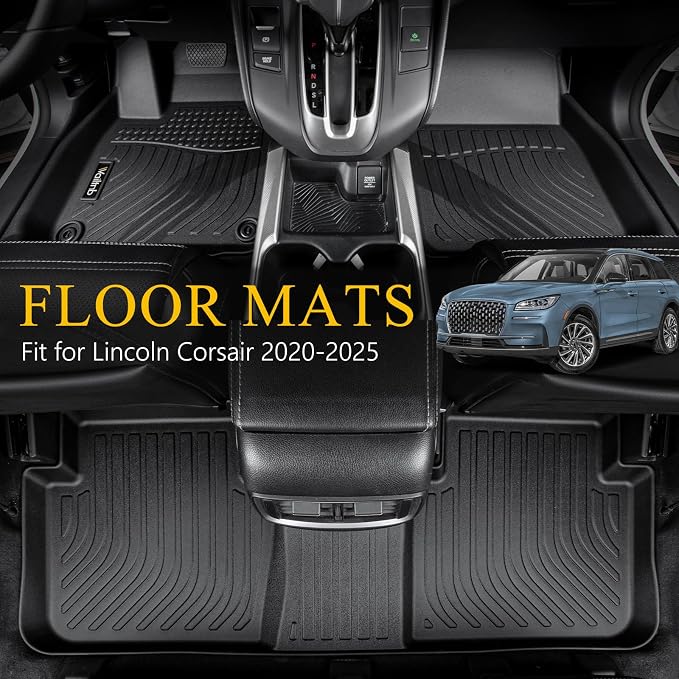 Wailtnb-All Weather Floor Mats for Lincoln Corsair 2020-2025 2026 (Not for Plug-in Hybrid) Liners Custom Fit Lincoln Corsair 2020-2025 Waterproof Durable Easy to Clean Accessories