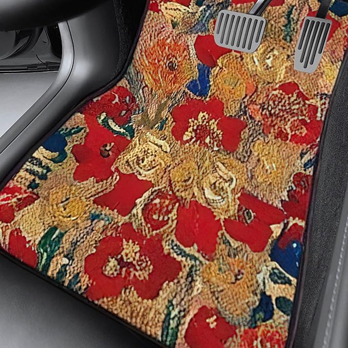 Car Floor Mats Non-Slip Automotive Floor Mats All-Weather Front Rear Car Floor Foot Mat Sets of 4 Pieces Foot Mats Rugs Carpet for Car Trucks SUV Sedans (Fangao-02)