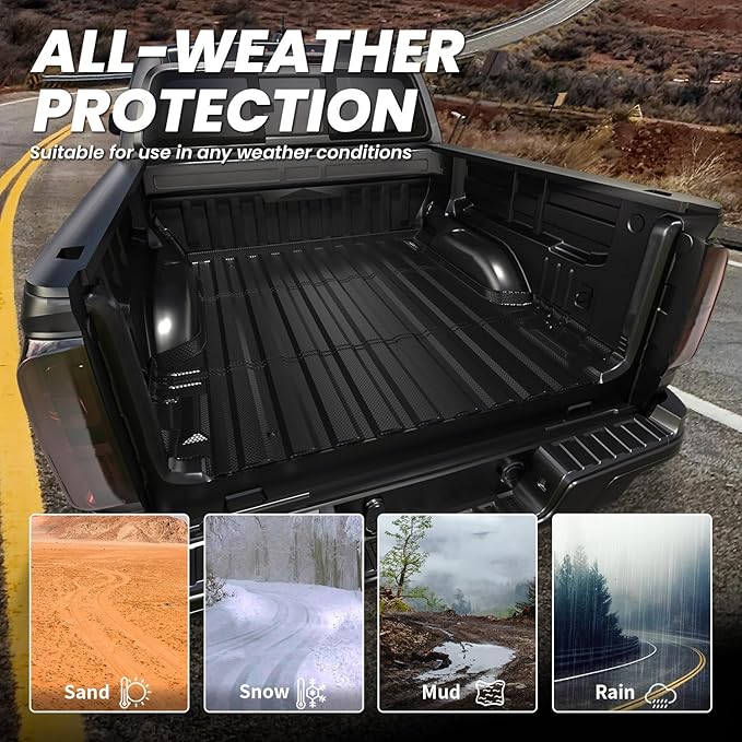 Lasfit Truck Bed Mat for Chevrolet Chevy Colorado/GMC Canyon 2015-2022, Only Fit 5.1FT Bed, Vehicle Bed Mat Custom Fit Flush All Weather Protection TPE Pickup Car Bed Liner