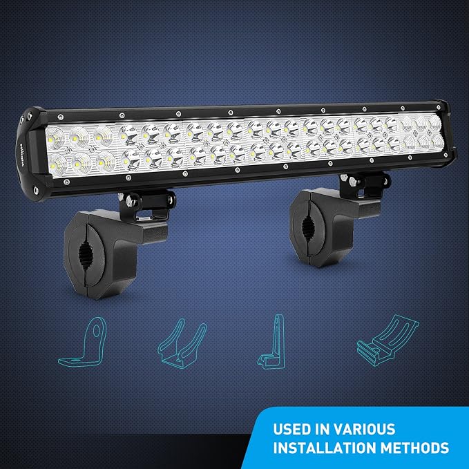 Nilight 90020B 2 Pack Mounting Bracket Kit LED Off Road Light Horizontal Bar Tube Clamp Roof Roll Cage Holder, 2 Years Warranty,Black