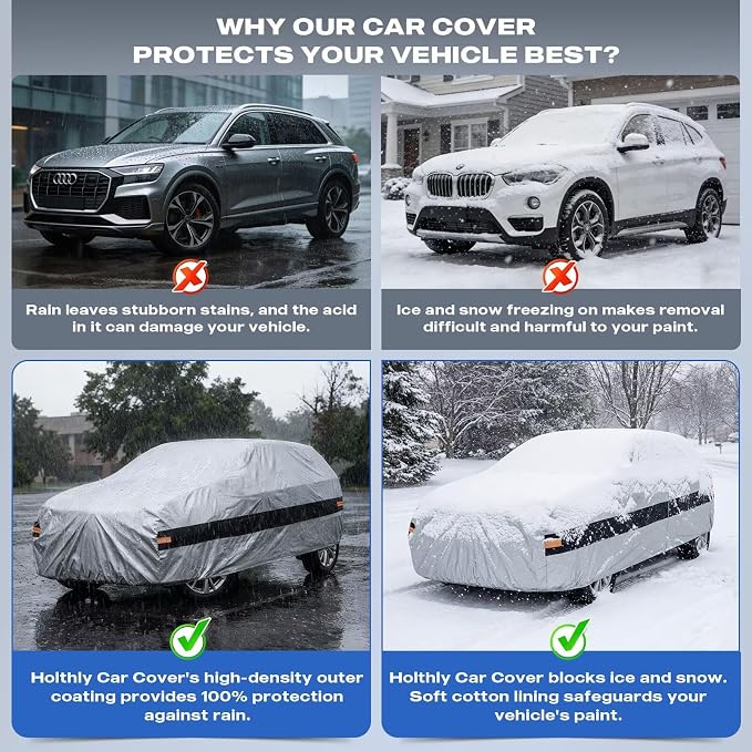 10 Layers Mini Van Car Cover Custom Fit for Chrysler Pacifica Minivan (2016-2026), Waterproof All Weather for Automobiles, Outdoor Full Cover Sun Dust Rain Protection with Cotton. Silver