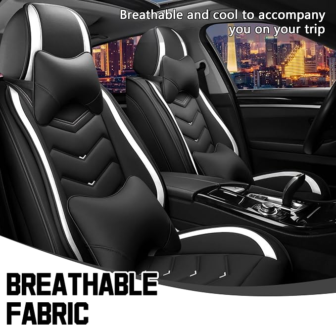 CTDS Car Seat Covers for Honda Civic 2000-2026, Stylish Sport Seat Cover, Premium Nappa Leather Car Seat Cover. Automobile Seat Covers Sets.(Luxury 2 Seats/Black White)