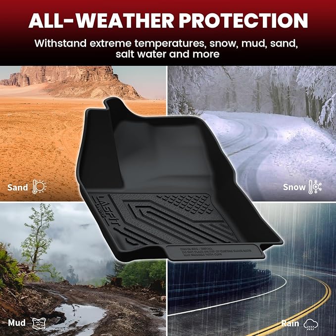 LASFIT Floor Mats Custom Fit for Toyota Corolla Cross 2022-2026（Fit Hybrid AWD Not Fit Gasoline）, All-Weather Protection TPE 1st & 2nd Row Car Liners for Toyota Accsessories, Easy to Clean, Black