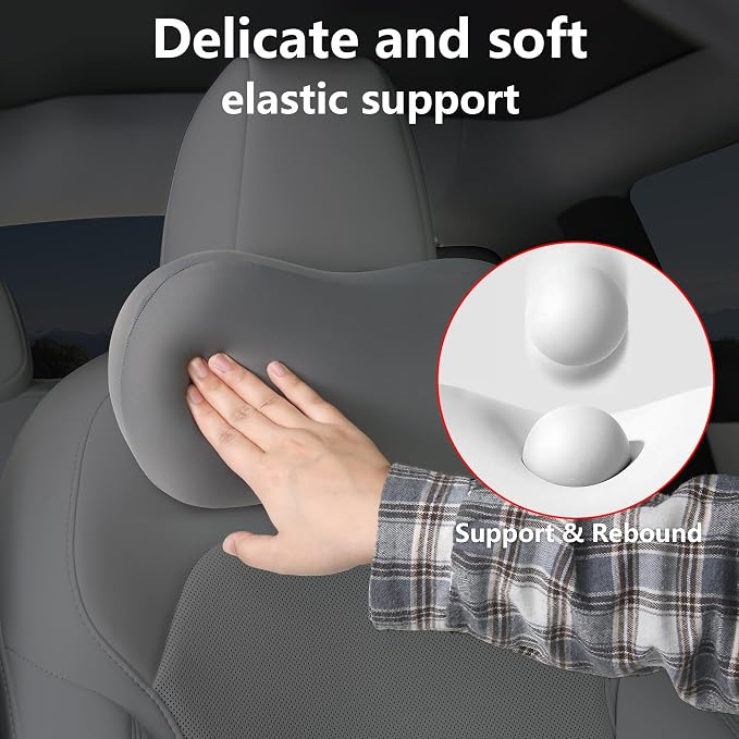 Car Headrest Pillow for Neck Support Memory Foam Car Neck Pillow Universal Fit Head Rest Travel Pillow Car Pillow for Pain Relief While Driving Grey 1pc