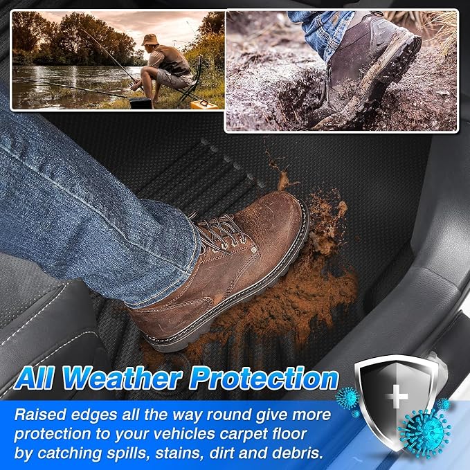 Cartist Floor Mats for 2022-2026 Ford Transit/E-Transit w/Vinyl Floor 150/250/350/350HD (Not Fit Transit Connect), All Weather Car Mats for Transit Accessories, Heavy Duty Rubber Mats