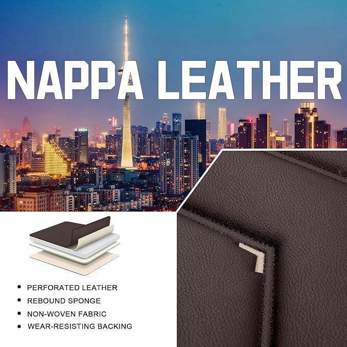 CTDS Car Seat Covers for Honda Civic 2000-2026, Stylish Sport Seat Cover, Premium Nappa Leather Car Seat Cover. Automobile Seat Covers Sets.(Standard 2 Seats/Coffee Color)