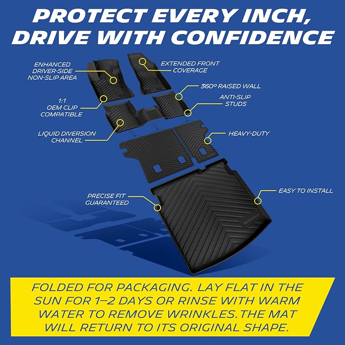 Michelin Vehicle Mats for 2017-2026 Jeep Compass (6 Piece) | Not Fit 2017 Old Body Style, All-Weather TPE Custom Fit Liner, Premier