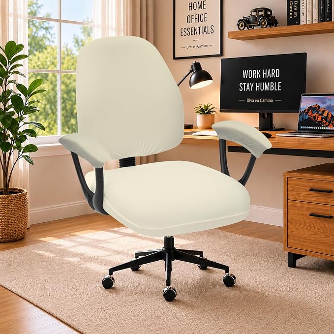 DIVA EN CAMINO DEC Split Office Chair Seat Covers - Universal Stretch Computer Chair Slipcover - Washable Rotating Backrest Coverings & Cushion Protectors & Armrest Covers for Dogs, Cats, Pets
