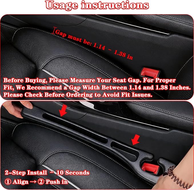 Car Seat Gap Filler Organizer of 2, 2 in 1 Car Gap Filler(Beige) | Universal Gap Filler with Storage Pockets, No Drop Seat Guard for Phones Keys Cards,Car Accessories for Most Cars Trucks SUVs