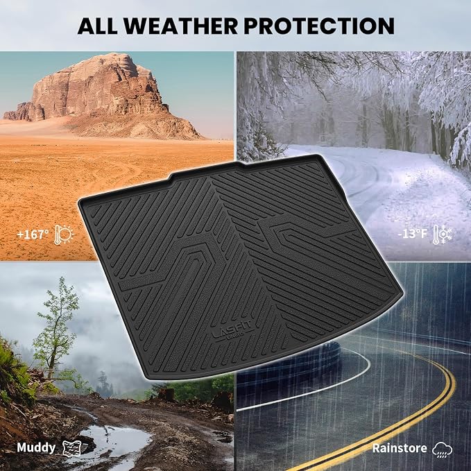 LASFIT Cargo Mat for Honda CR-V 2023-2026 Gasoline (Not for Hybrid), All Weather Custom Fit Waterproof Anti-Slip Odorless TPE Trunk Mat Trunk Liner Cargo Liner (Lower Position)