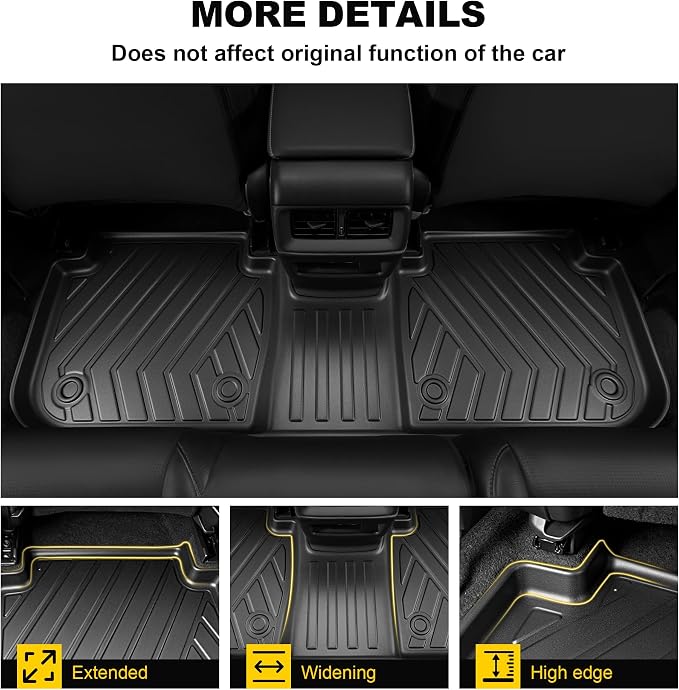 Floor Mats Fit for Honda HRV 2023-2027 Sport/LX/EX-L (Gasoline & Hybrid) | for Acura ADX 2025-2026, All Weather TPE Custom Fit HR-V Anti-Slip Floor Liners, 1st & 2nd Row, Black