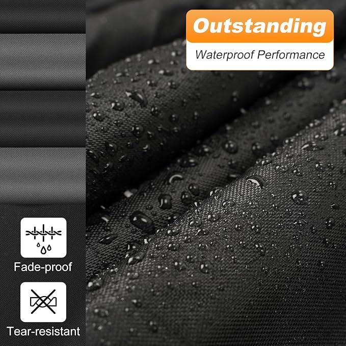 QUNSUNUS Waterproof Car Cover for Jeep CJ5 1955-1983, Outdoor Cj5 Cover with Cotton Lining, All Weather Cover with Straps and Zipper for Wind, Sun, UV and Dust Protection