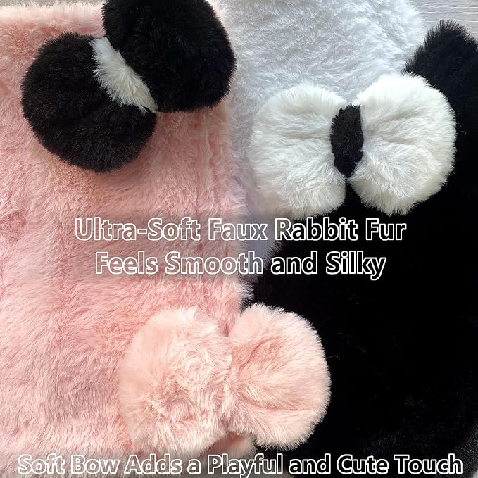 Car Neck Pillow 2PCS Plush Bowknot Car Headrest Pillow – Comfortable Neck Support for Driving Soft Touch Fabric Car Pillow Cute Interior Decor (Pink Set 4 Pcs)