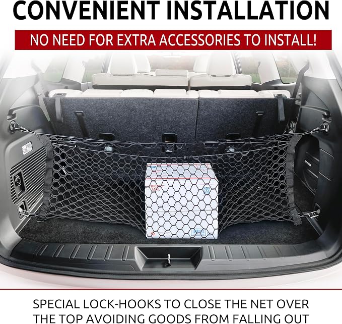 Envelope + Floor Style Elastic Trunk Mesh Cargo Net for Subaru Ascent 2019-2025 - Premium Trunk Organizers and Storage - Luggage Net for SUV - Best Car Organizer for Subaru Ascent