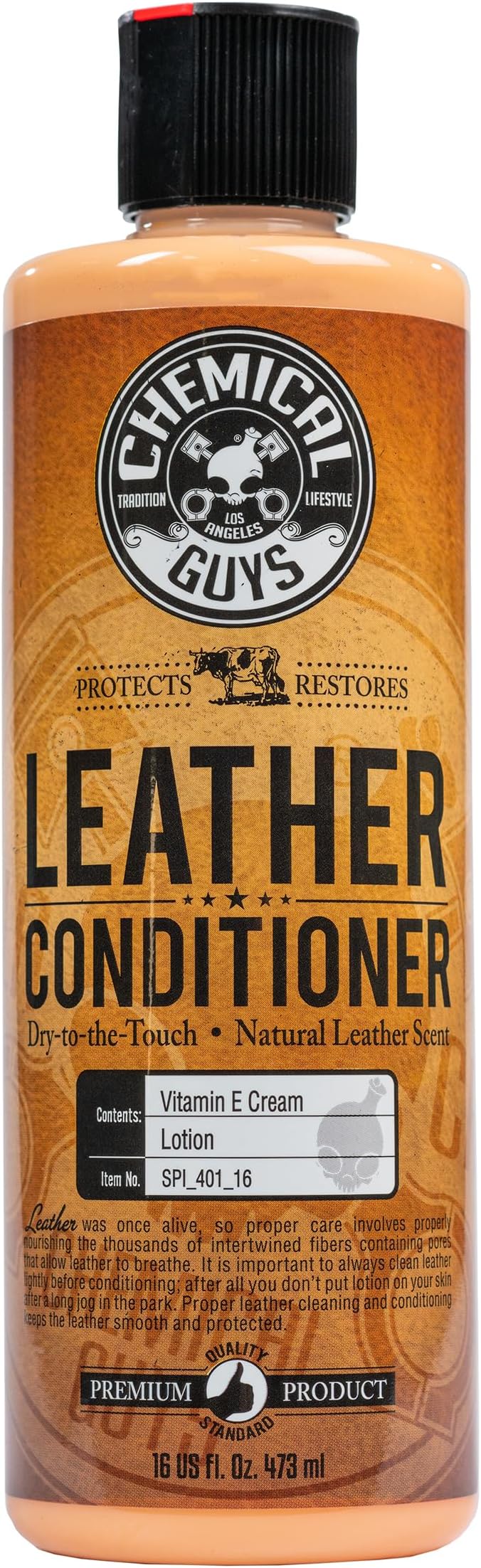 Chemical Guys, Vintage Series Leather Conditioner for Car Interiors, 16 oz | Nourishes and conditions natural, synthetic and faux leather seats, keeping them soft, supple and protected