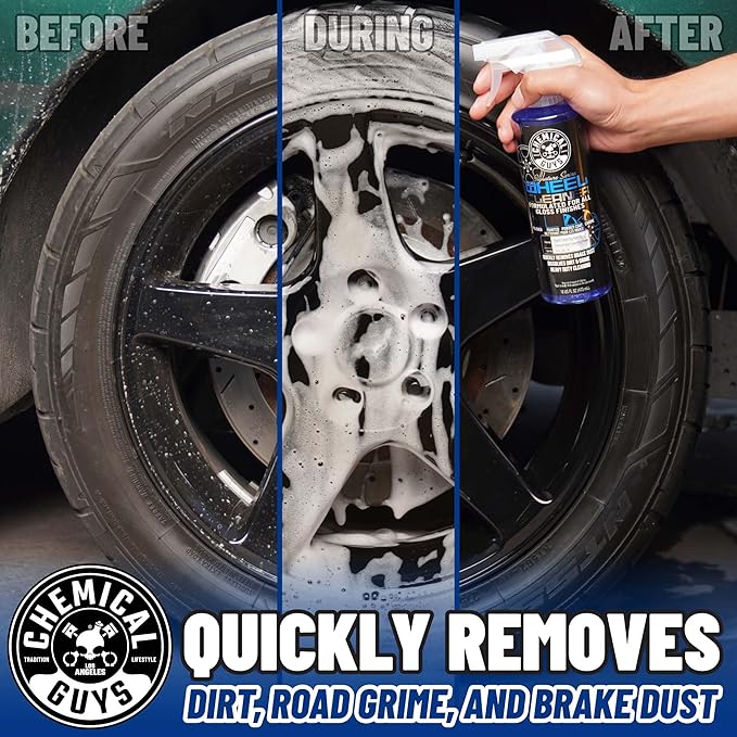 Chemical Guys CLD_203_1602 Signature Series Wheel Cleaner, Formated For All Gloss Finishes, Safe for Cars, Trucks, SUVs, Motorcycles, RVs & More 16 fl oz (2 Pack) | Fast-acting foaming spray clings to wheels to lift brake dust and road grime, safe on c...