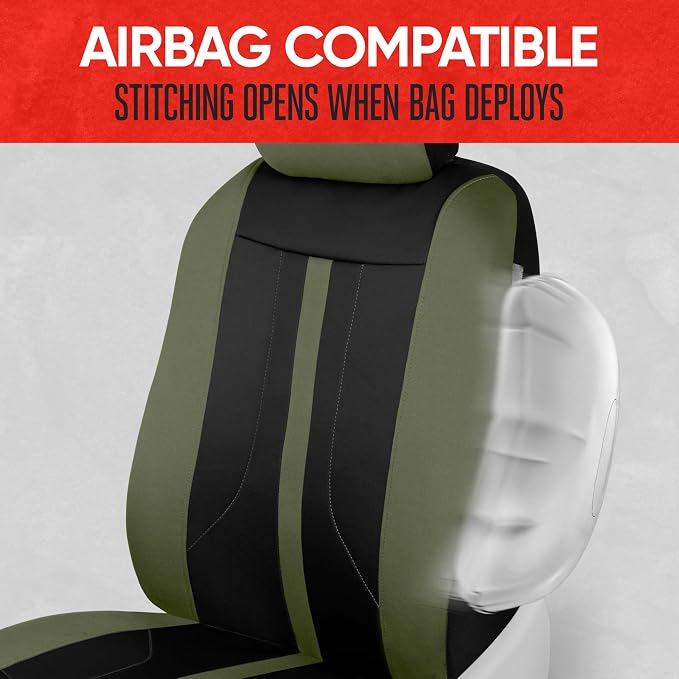 Motor Trend Green Cloth Car Seat Covers for Front Seats – Premium Automotive Bucket Seat Covers, Made for Vehicles with Removable Headrests, Interior Covers for Car Truck Van SUV