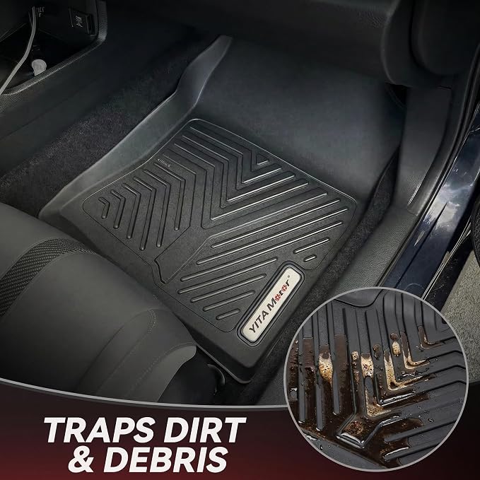 YITAMOTOR Floor Mats Compatible with Honda Accord 2023 2024 2025 2026 (Gasoline & Hybrid), All-Weather Custom Fit Car TPE Floor Mats & Cargo Trunk Liners Accessories, 1st & 2nd Row, Black